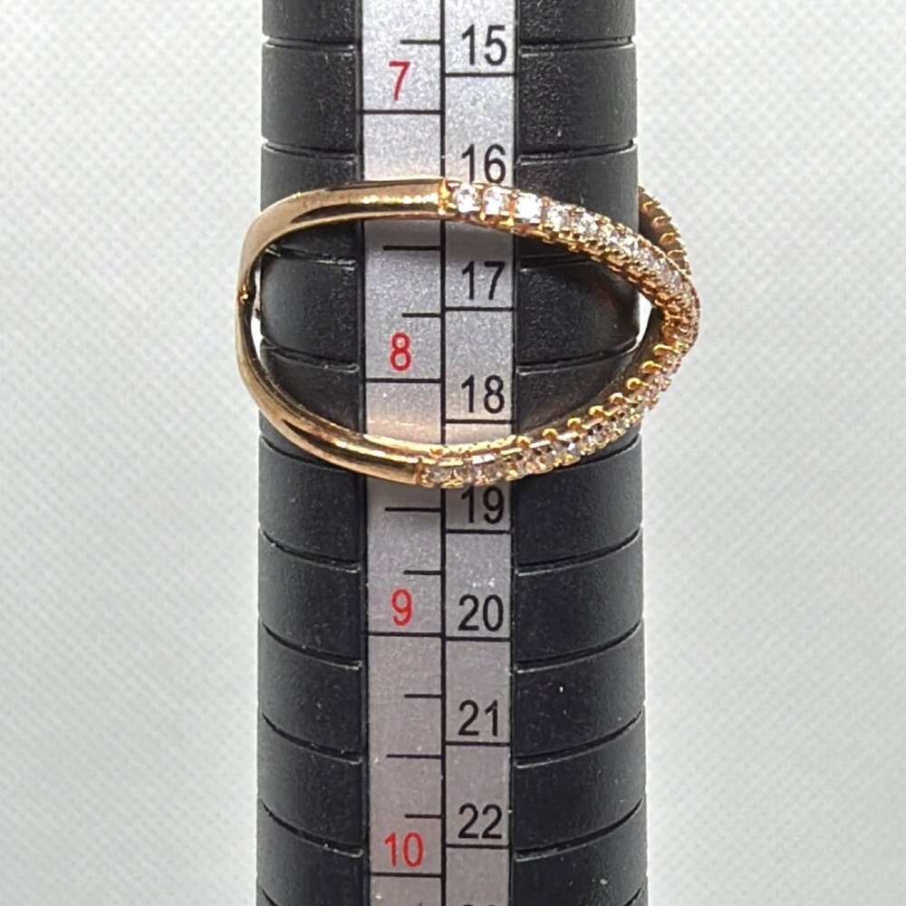 NEW 925 Silver Rose Gold Vermeil Pave CZ Criss Cross Ring Architectural Size 8 - Picture 11 of 16